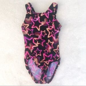 Girls heart/star print Snowflake Designs brand size small leotard